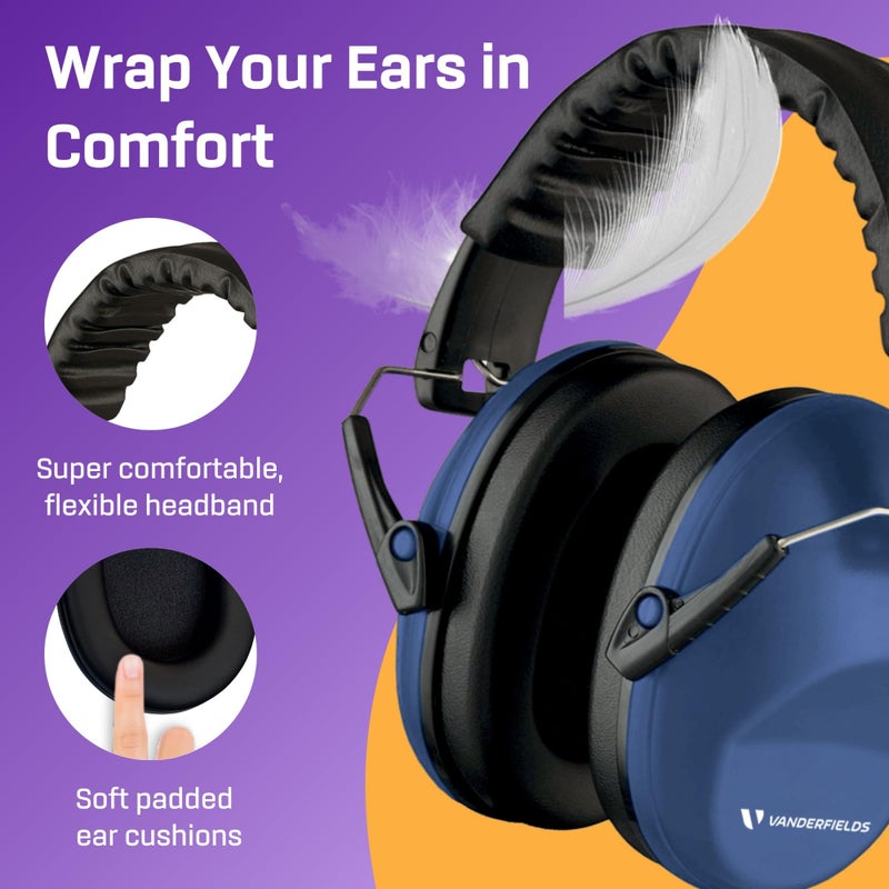 Vanderfields Hearing Protection Ear Muffs for Noise Reduction, 26dB Certified, Noise Cancelling Safety Ear Protection for Shooting, Adult Headphones for Lawn Mowing, DIY, Construction, Woodworking - Image 4